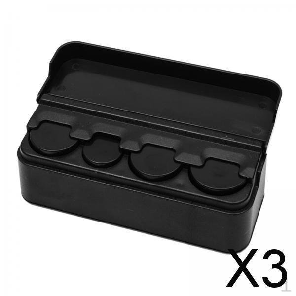 3xCar Coin Case Storage Organizer Lightweight Black Practical Container