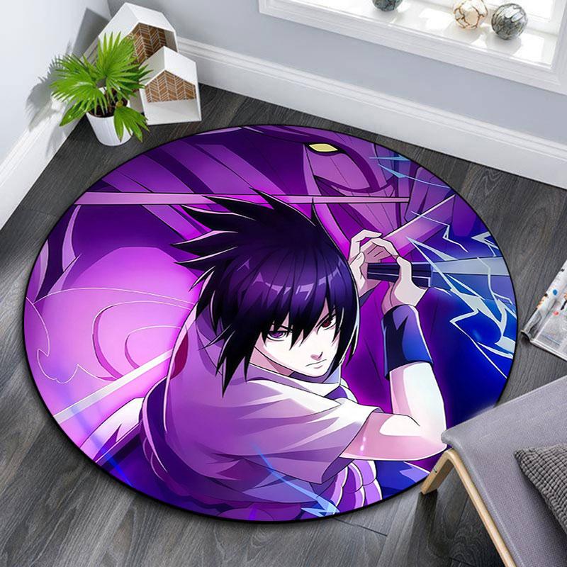 Sasuke Uchiha,Round Area Rug,Carpet Rug for Living Room Bedroom Sofa Playroom Decor,Non-slip Floor Mat