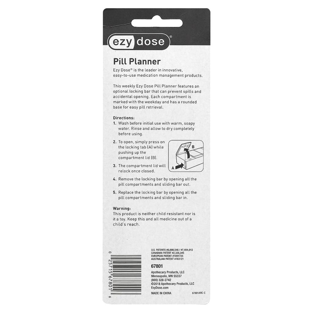 Weekly Pill Planner Included, Small, 1 Count
