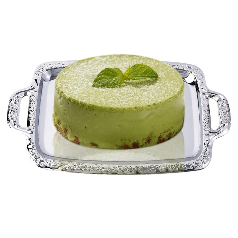 Luxury Stainless Steel Storage Tray with Handle Cosmetic Jewelry Display Plate Hotel Restaurant Serving Dish Silver