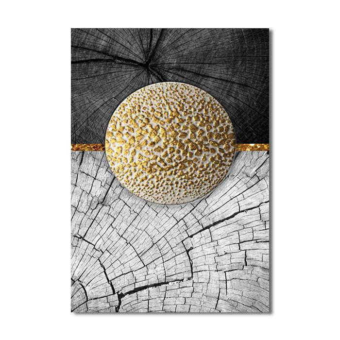 Modern Abstract Golden Black Canvas Painting Wood Texture Nordic Posters and Prints Wall Art Pictures for Living Room Home Decor