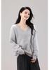 Women's 26-Year Brush V-Neck Sweater: 5% Cashmere, 5% Silk, 90% Australian Wool - Seamless and Versatile