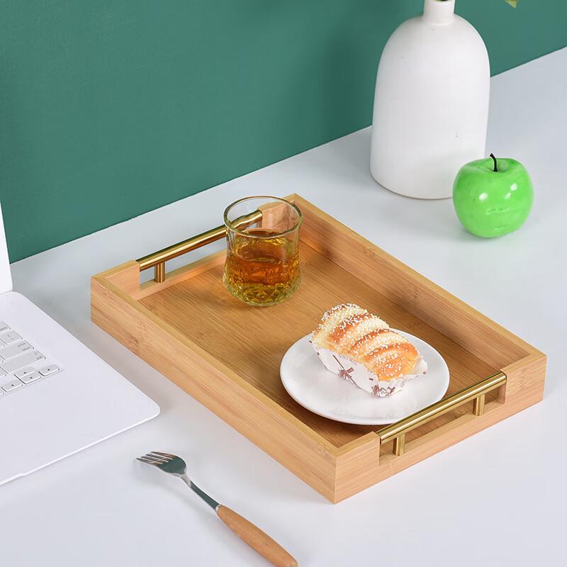 ZISIZ Bamboo Rectangular Tea Serving Tray