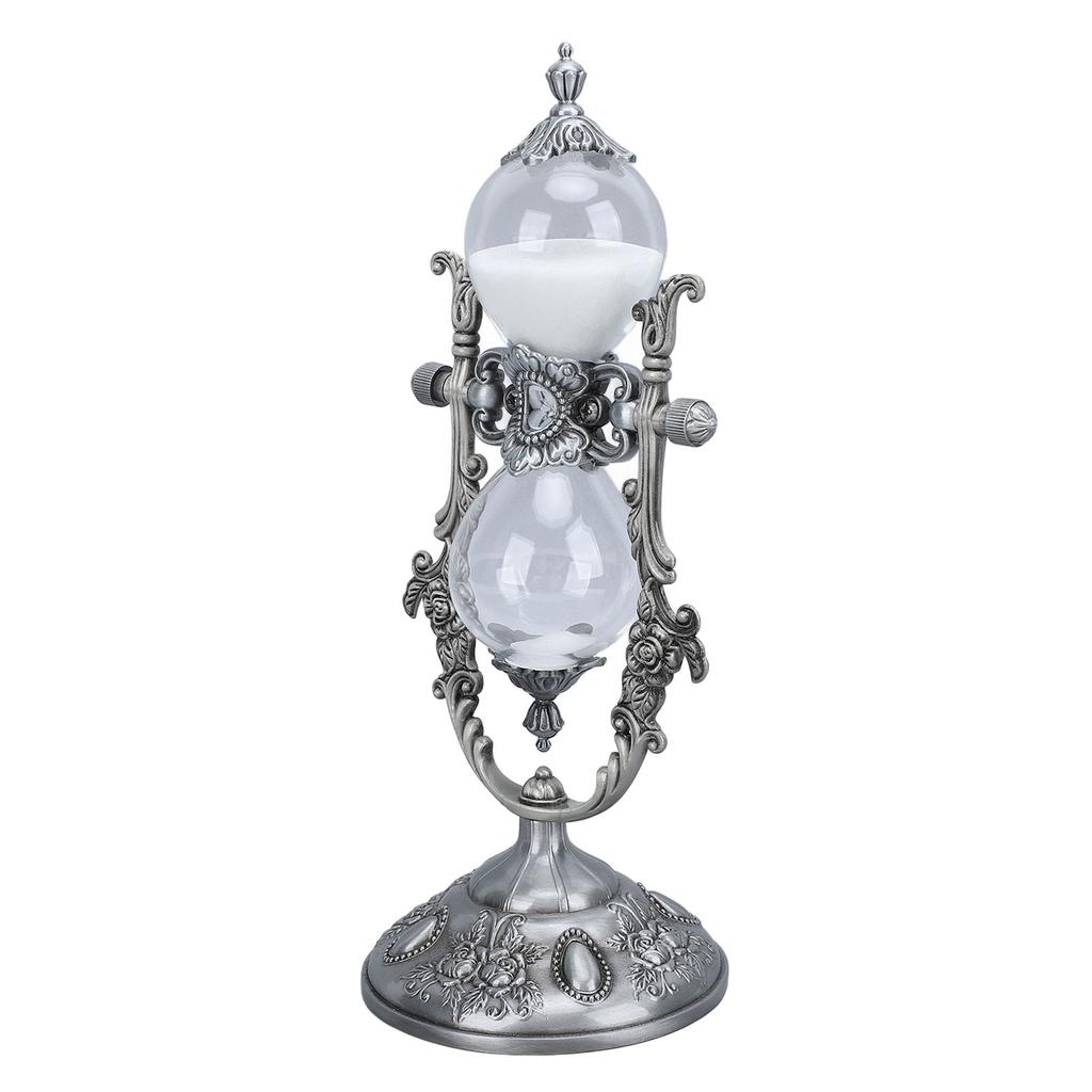 Sand Timer With Stand Vintage 15 Min Engraving Embossed Golden Hourglass Timer for Shelf Decor