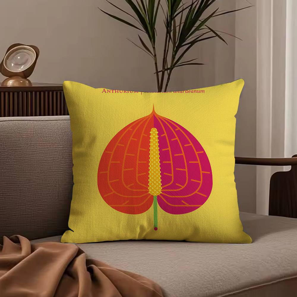 Simple Flower Art Pillow Case Anti-dustmite Pillowcase Invisible Zipper Silky Short Plush Sofa Cushion Cover