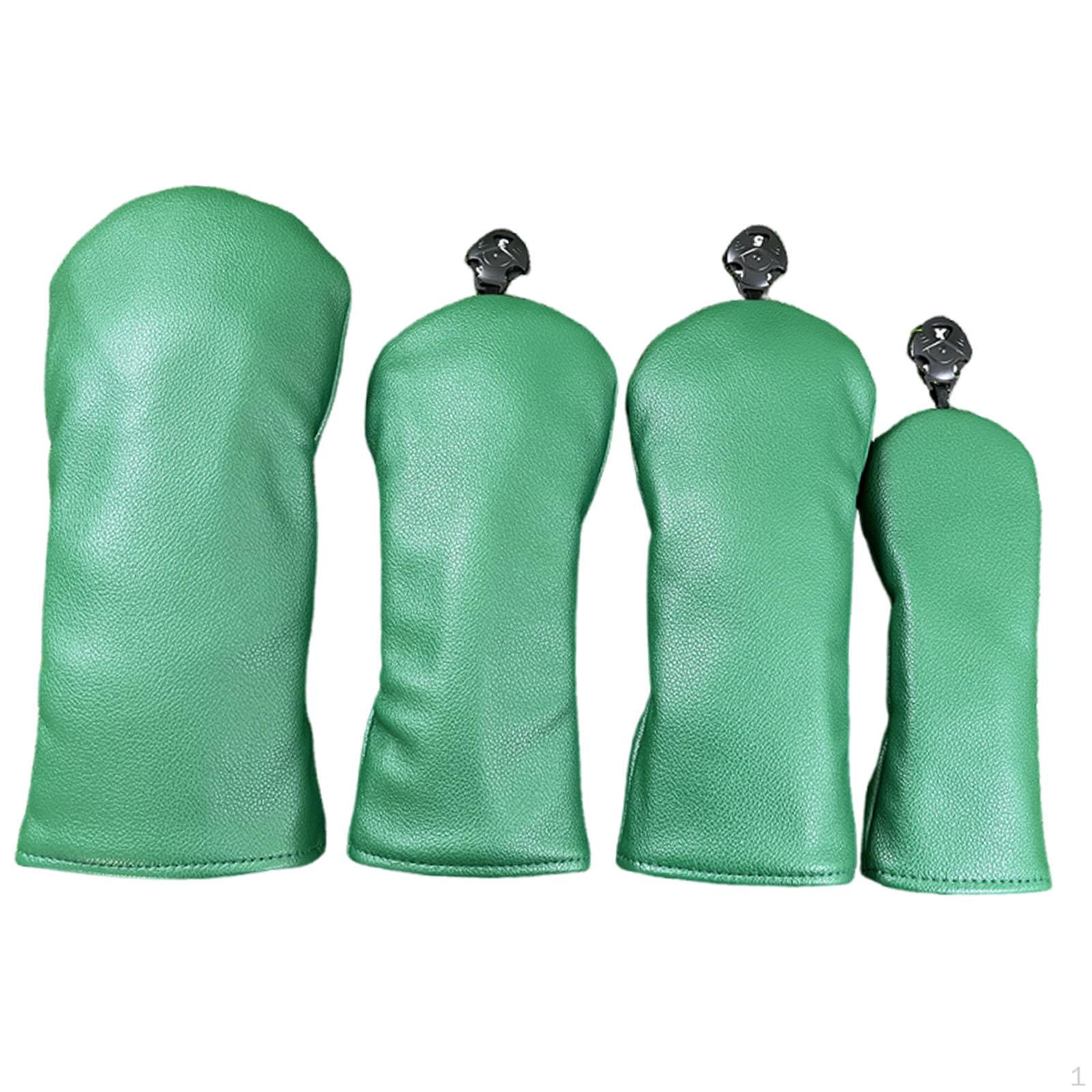 

4 Pieces Golf Club Head Cover Accessory PU Material Protection Sleeve Headcovers Golfs