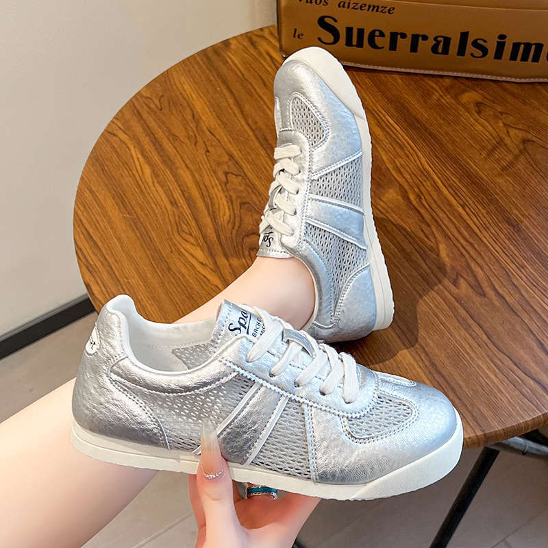 Mesh breathable Forrest Gump shoes women's 2025 spring and summer new retro flat-bottomed German training shoes versatile sports and leisure little