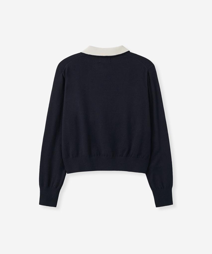 SATUR (W) Layered Polo Knit Navy
