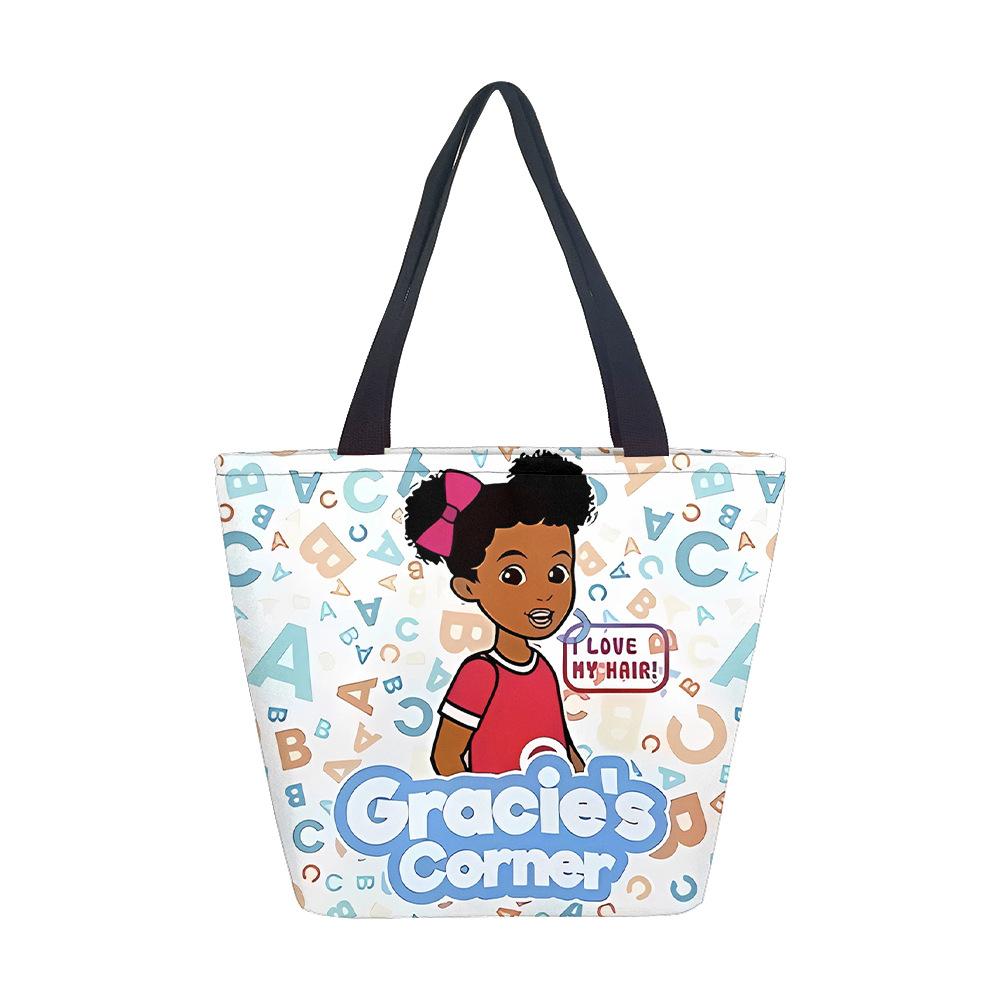 Borsa a Mano da Donna Ragazza Africana Borsa a Spalla Ragazza Borsa in Tela Stampata Tendenza Moda Borsa Tote di Grande Capacità