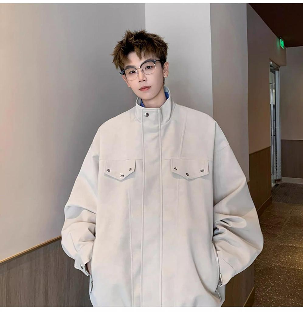 Meilade Men's Retro PU Leather Jacket - Autumn/Winter Trendy, High Street Loose Fit, Handsome Stand Collar Casual Outerwear