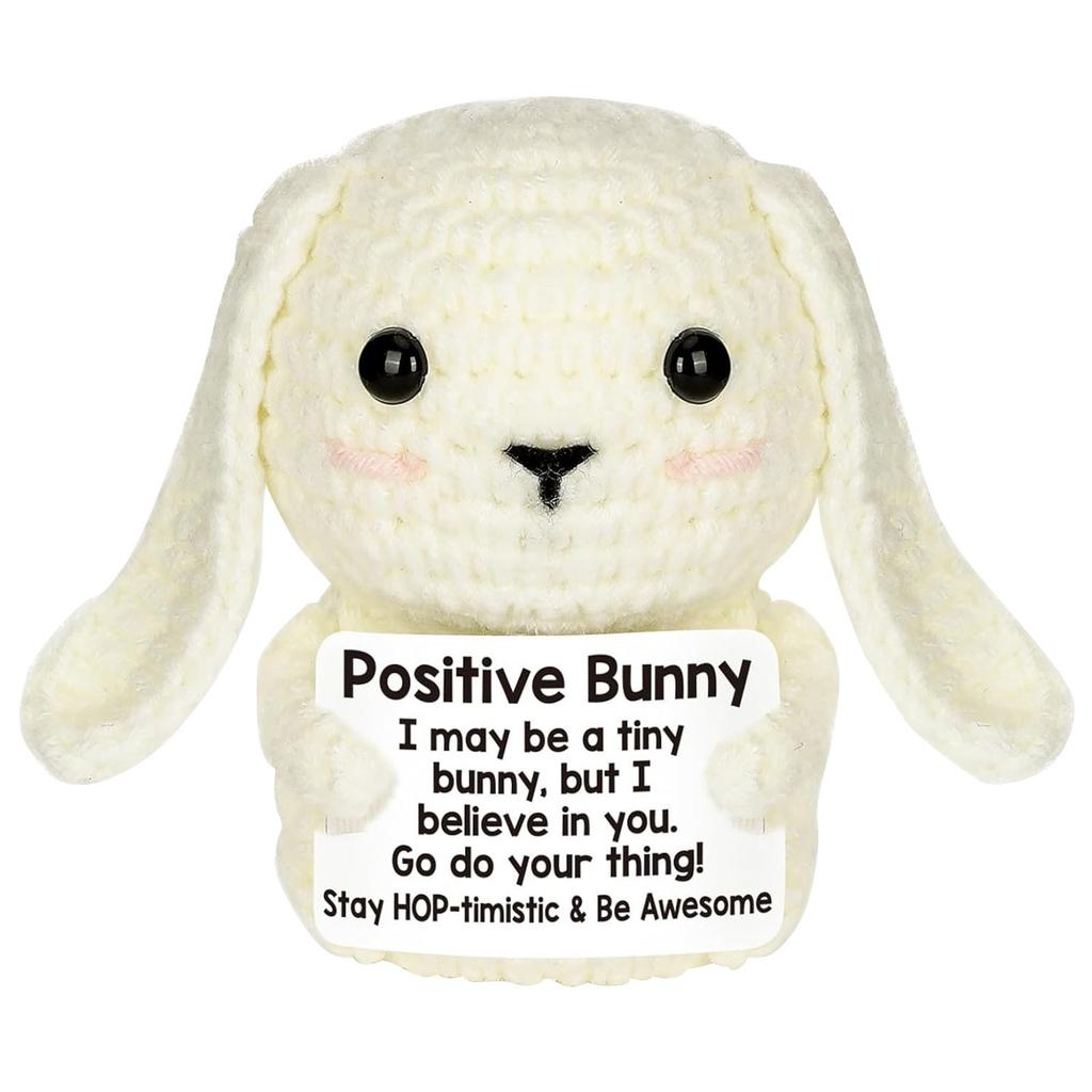 Hand knitted Bunny Diy Cute Wool Doll, Positive Bunny Knitted Doll