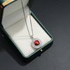 925 Sterling Silver Luxury Design Round Red Zircon Necklace Wedding Anniversary Party Gift
