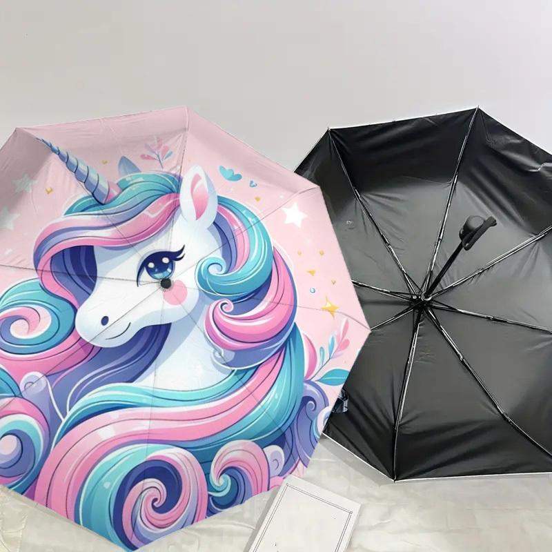 1pc Unicorn Fantasy Artwork Umbrella with Plastic Handle,Suitable for All Seasons Home Travel Outdoor UmbrellaDD935