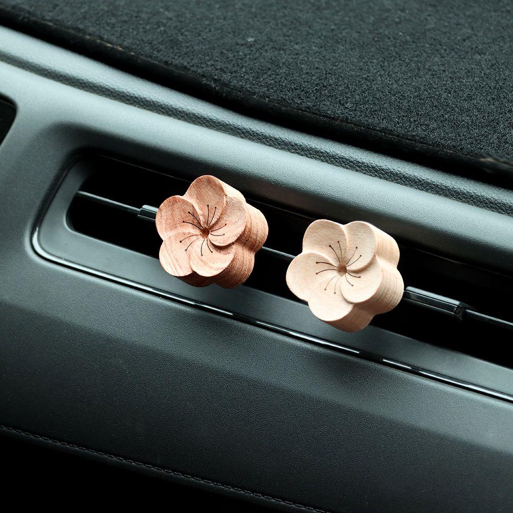 1Pc Diffused Wood Aroma Essential Oil Diffuser Essential Oil For Sleep Flower Shape Wooden Essential Oil Aromatherapy Car Supply Air Fresheners 2