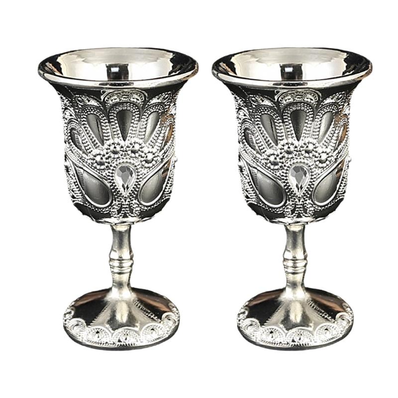 

Metal Wine Cups Medieval European Style Embossed Drinking Cups for Party Wedding Home Decors Retro Chalices Goblet срібний
