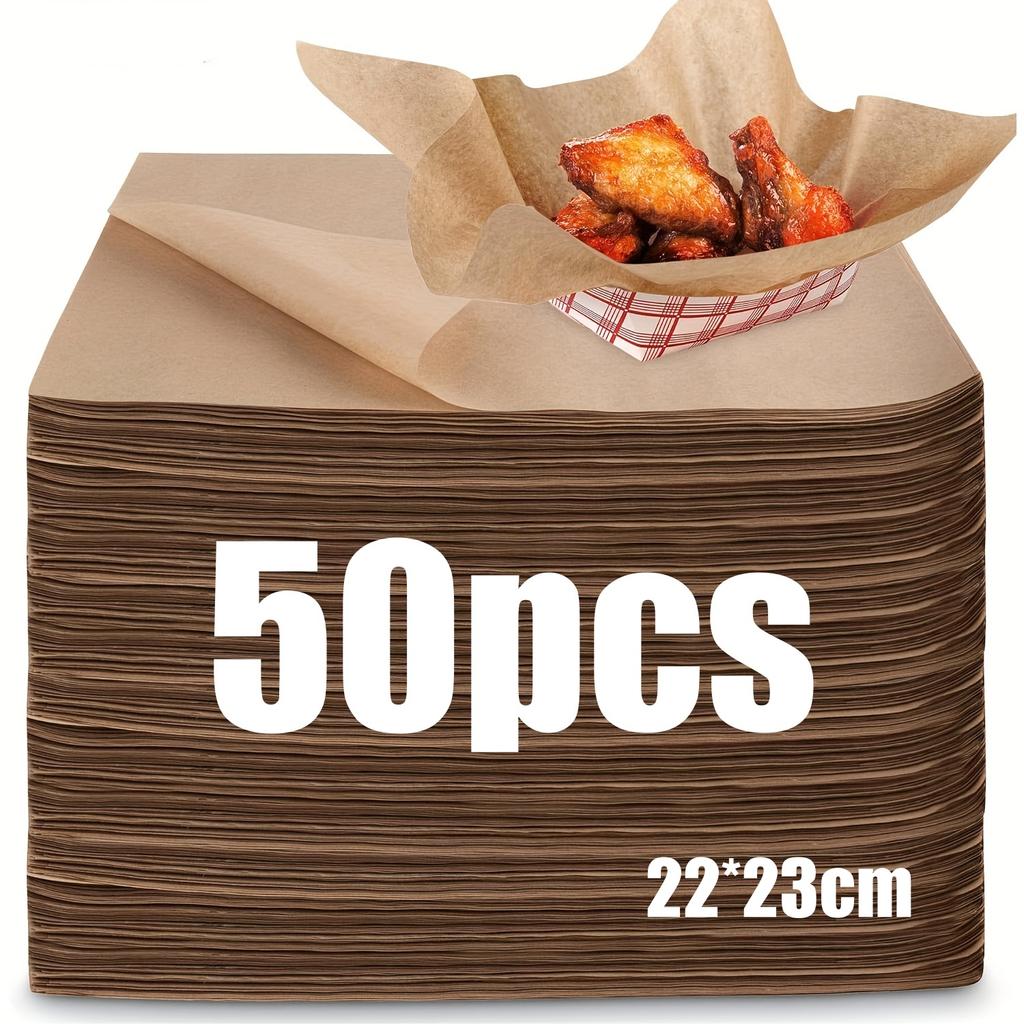 100pcs Wax Paper Sheets Non-Stick Grease Proof Sandwich Paper Food Wrapping Paper For Carnival Party BBQ Packaging Kitchen Stuff