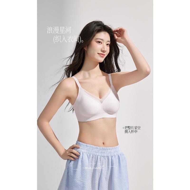 Womens Seamless Wirefree Thin Gathered Lift Up Comfort Daily Bra