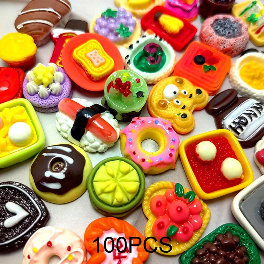 100Pcs Miniature Food Toy Mini Play Resin Role Kitchen Game Accessory Pretend