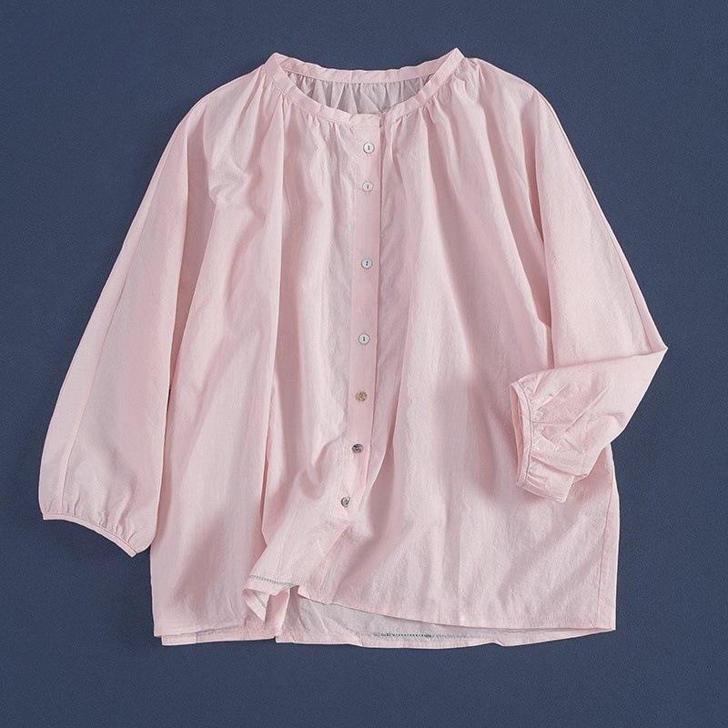 2026 Spring/Summer Nude Pink Pima Cotton Lightweight Fluffy Loose Round Neck Shirt XXL розовый