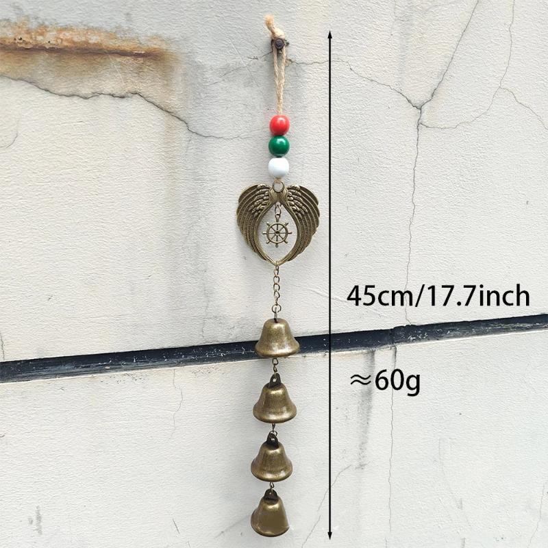 Forest-Style Metal Lucky Angel Wings Butterfly Owl Bell Wind Chime, Entryway Door Decoration, Christmas And Thanksgiving Gift