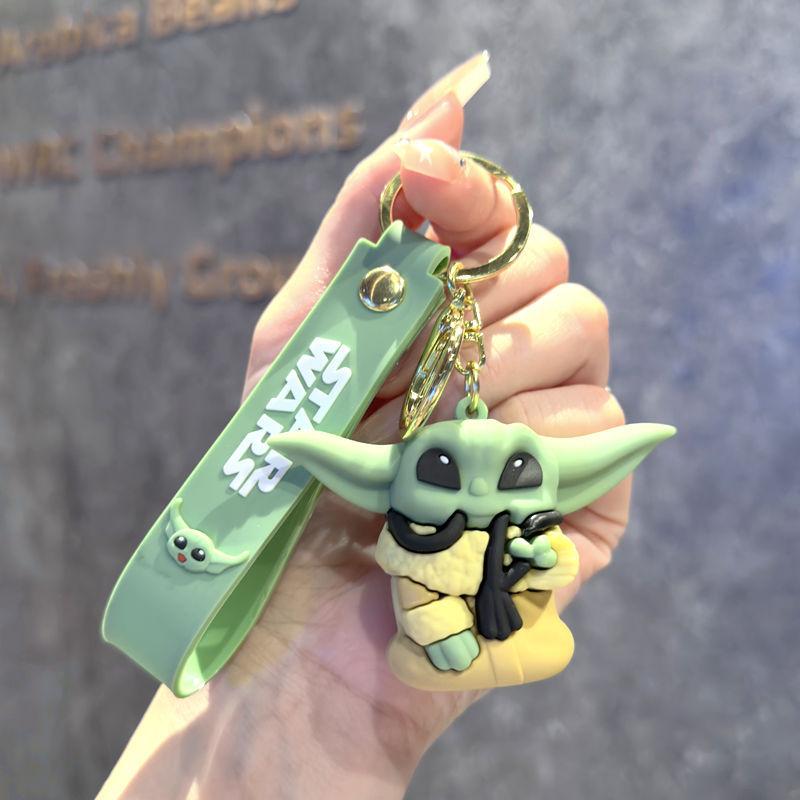 Disney Cartoon Cute Baby Yoda Keychain Mandalorian Character Model Yoda Master Keychain PVC Gift