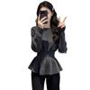 French Waist Primer Sweater Women's Autumn and Winter Large Size Fat Mm Thin and Meat-covering Design Ruffle Edge Knitted Sweater Top