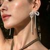 Weiße Schleife Imitation Perlen Quaste Hängende Ohrringe für Damen Temperament Vielseitig Mode Ohrring Eleganter Schmuck Großhandel