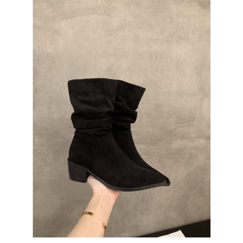 Huge Good-looking Thick Heel High Heel Medium Boots Children's New Autumn Western Pile Boots Short Boots Martin Boots
