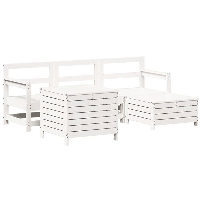 VidaXL Garden Lounge Set 5 Pcs White Solid Pine Wood, Outdoor Sofa Set, Garden Sofa Set, 3250505
