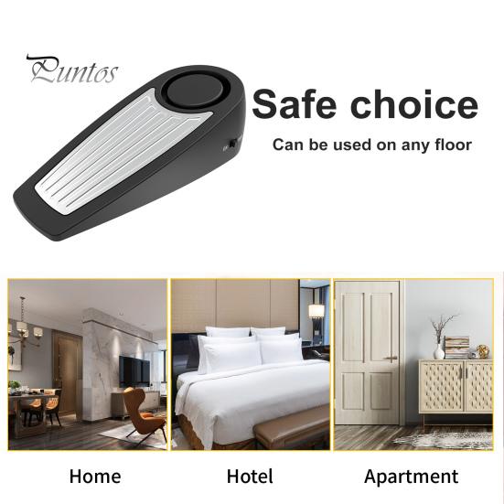 Door Stopper Alarm with Portable Lock 125dB Anti-slip Front Door Protection Rubber Security Door Wedge for Home Travel