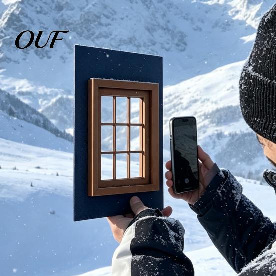 Realistic Window Views View Photography Prop, Paned Helper, Foldable Background Paper Frame Prop for Outdoor Pictures Travel Vacation Product Setup