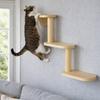 3-stöckiger Wandmontierter Kratzbaum Massivholz Katzen-Sisal-Kratzbaum Katzen-Sitzplatz Haustier-Spielplatz