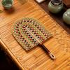 Handmade Straw Weaving Fan Natural Sea Grass Raffia Fan with Long