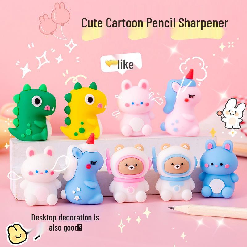 Portable Cute Cartoon Pencil Sharpener with Eraser for Primary Students - Stationery Gift