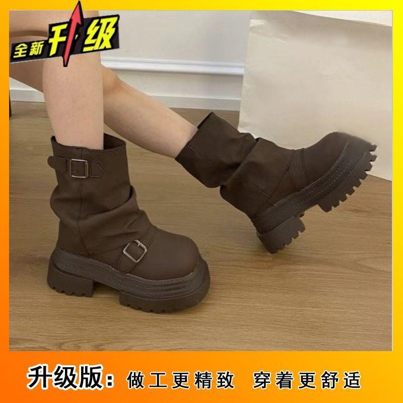 

2025 autumn and winter new retro British style versatile Martin boots children small looking thin foreign style pile boots women 40