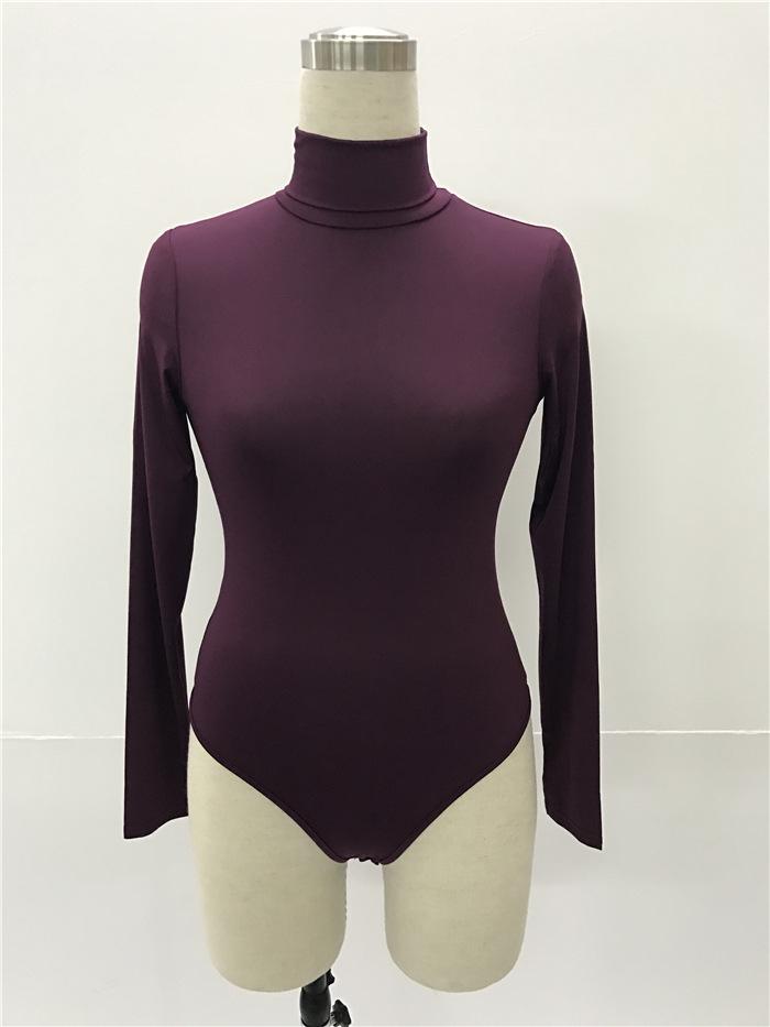 Sexy Choker Long Sleeve Jumpsuit Slim All-match Bottoming Shirt Shaperwear