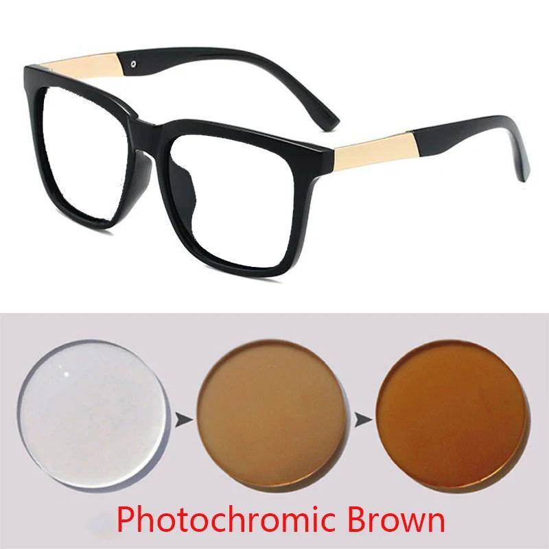 Damen Retro Myopie-Linse Quadratische Sonnenbrille Herren Metall Fahrer Korrekturbrille Damen 0 -0,5 -0,75 -1,0 Bis -6,0