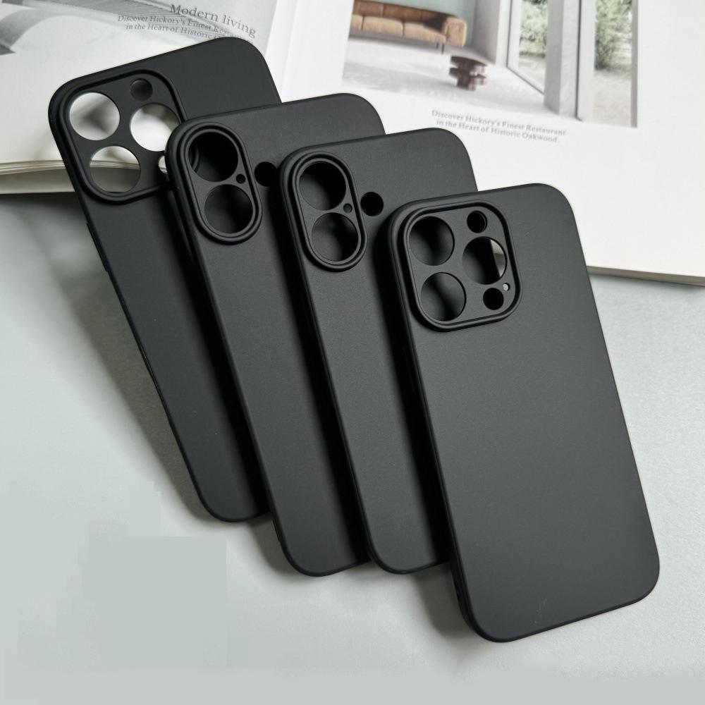 Black Silicone Matte Phone Case For iphone 17 Air 16 15 14 13 12 11 Pro Max mini 15 14 Plus 16E 17E Back Cover TPU Soft Case