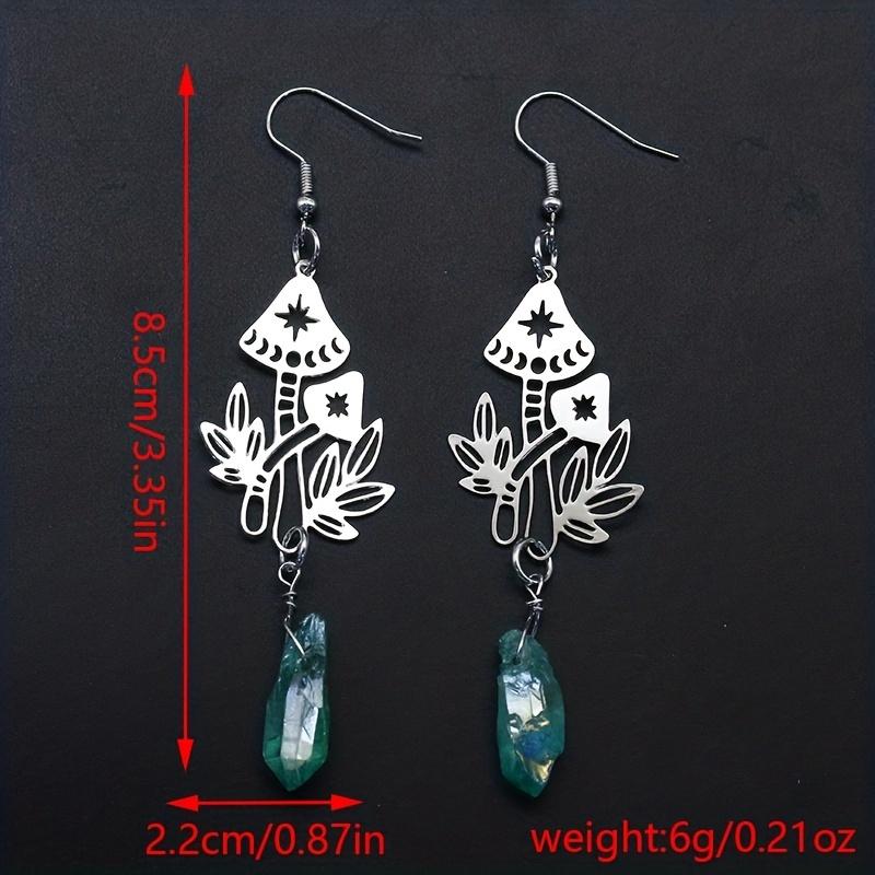 Hohler silbriger Pilz, unregelmäßiges künstliches Kristall-Design, baumelnde Ohrringe, elegant, niedlicher Stil, Legierung, Schmuck, täglich, lässig