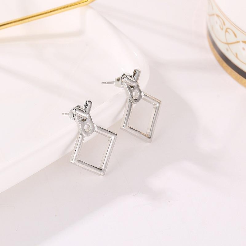 Creative Triangle Square Stud Earrings For Women Trendy Simple Minimalist Gold Color Geometric Metal Ear Jewelry Accessories