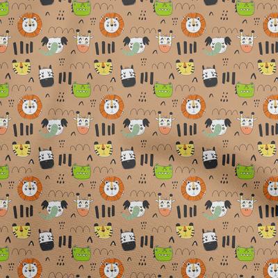Cotton Flex Brown Fabric Kids Animal Quilting Supplies Print Sewing Fabric by The Yard 40 Inch