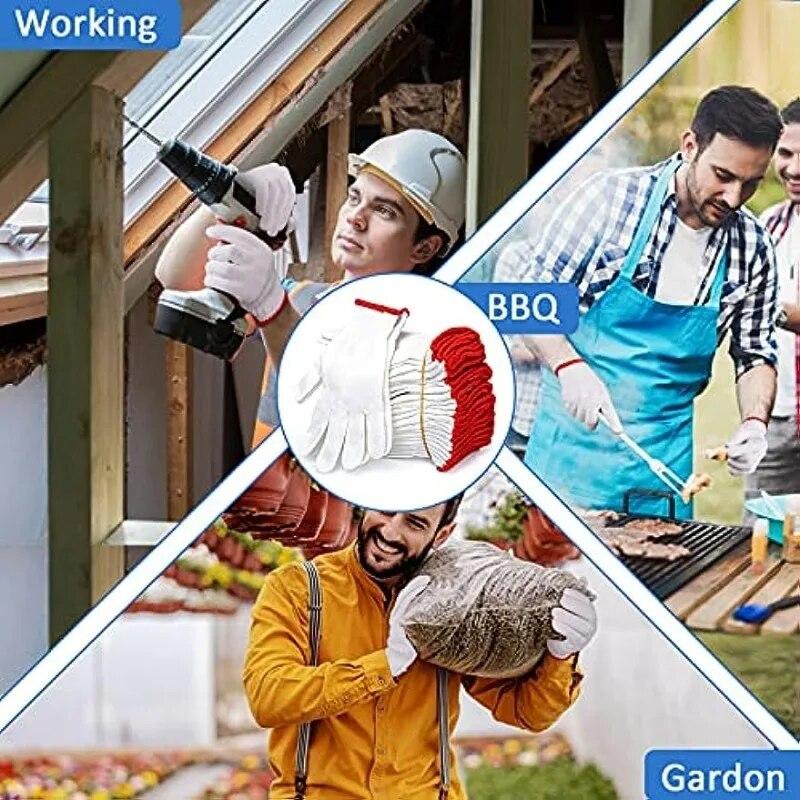 Guanti in nylon bianco resistenti per uomo e donna - Presa antiscivolo, tessuto traspirante, assorbenti del sudore, perfetti per riparazioni domestiche e fai da te