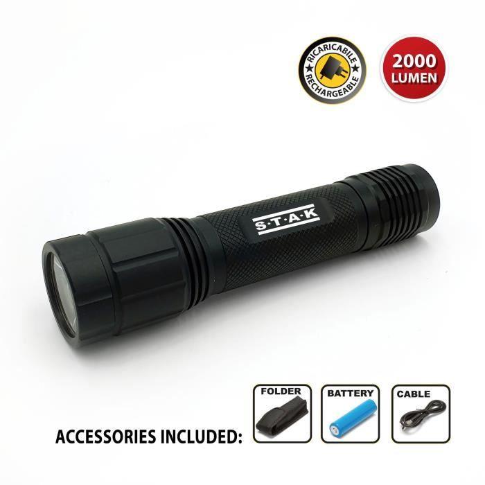 Torche LED rechargeable - LEOPARD - 2000 lumen - IPX7 - Aluminium - 8 modes