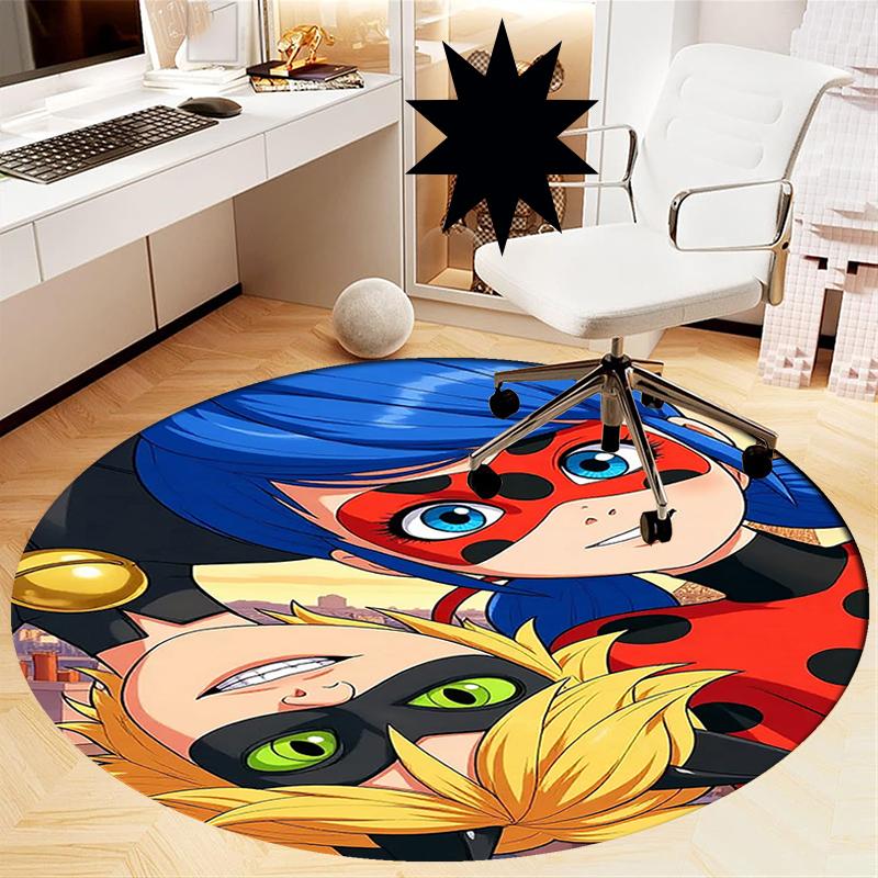 Miraculous Printed Round Rug Carpet Chair Rug Area Rug Entryway Doormats,for Office Chair Living Room Bedroom Kitchen Room.