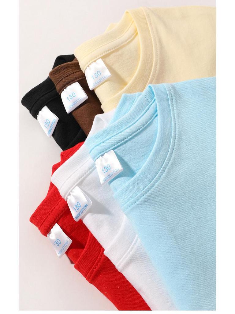 Pure Cotton Solid Color Children's Short-Sleeve T-Shirt for Girls and Boys
