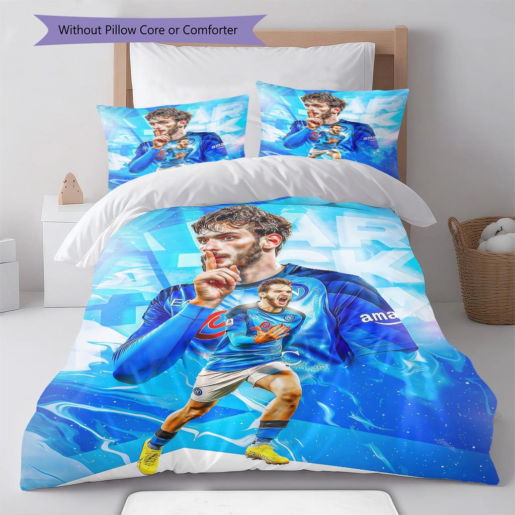 SSC Napoli Pattern Bedding Quilt Set Quilt Cover Pillowcase Home Decoration Birthday Gift (1 * Duvet Cover + 2 * Pillowcase, Without Core)