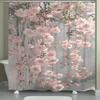 Pink Cherry Blossom Shower Curtain Hanging Flowers Spring Art Elegant Bathroom Decor Waterproof Printed Bath Curtain Home