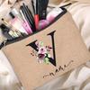 Personalized Linen Makeup Bag Able Women's Travel Shopping Beauty Portable Single Party Decoration Gift