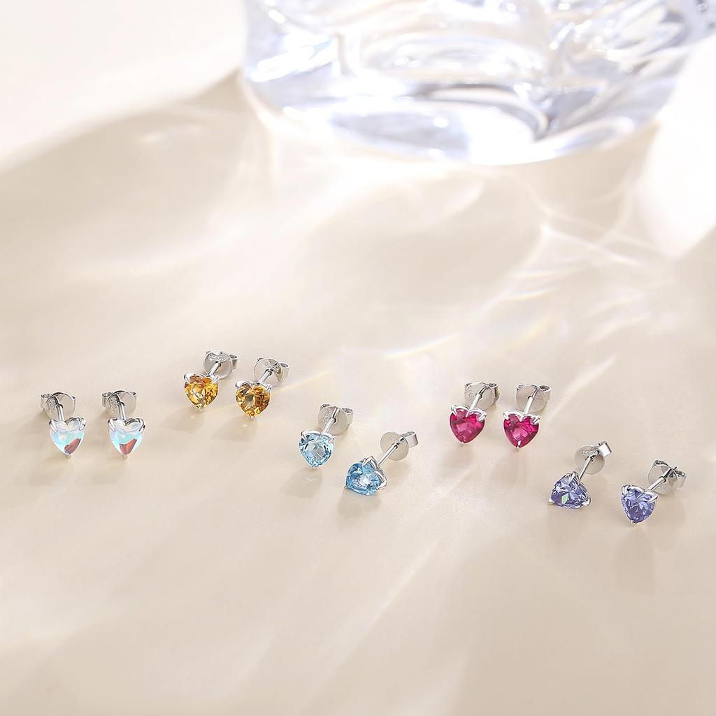 FANCIME Platinum Earrings for Women with Ruby and July Heart Gemstone Perfect for and Gift Wrapping Included Birthstone, Motif, Charm, Christmas,