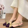 French bow design bag head sandals summer 2025 new versatile single shoes empty high heels fairy shoes
